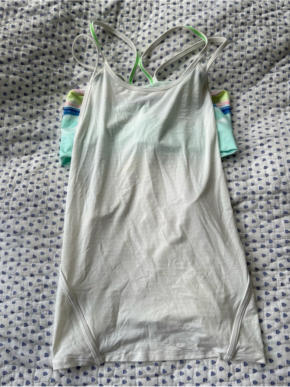 lululemon athletica ivivva white tank with mint and multicolor accents